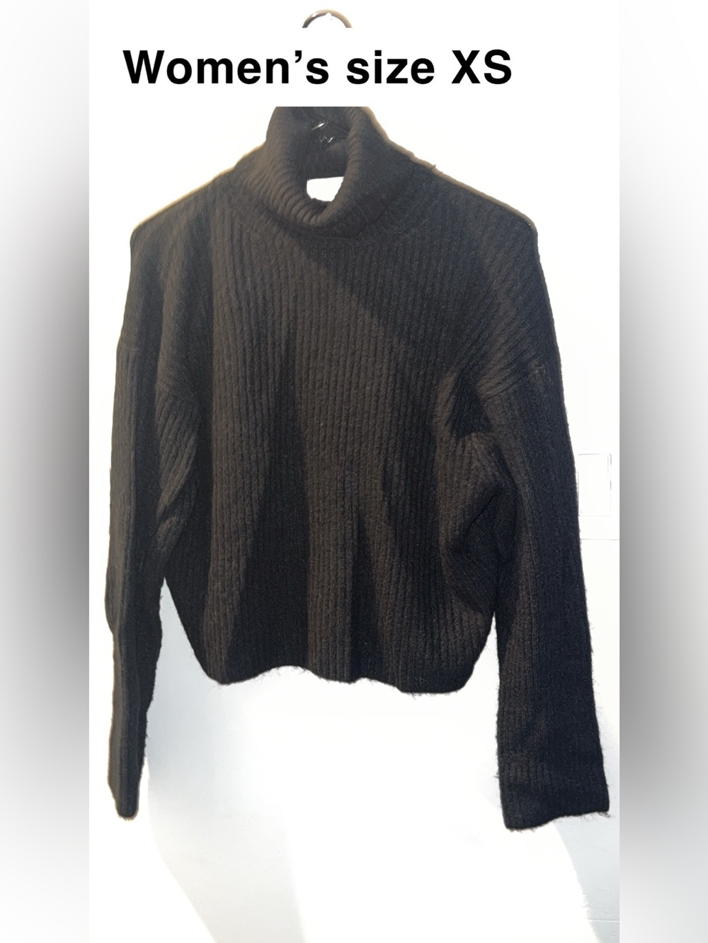 Black Ribbed Turtleneck Women's Sweater - Classic Cozy Knit